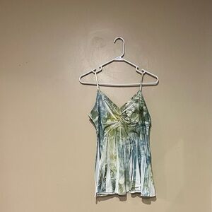 Vintage Y2K Mudd Green Butterfly Spaghetti Strap Flowy Tank Top Size XL